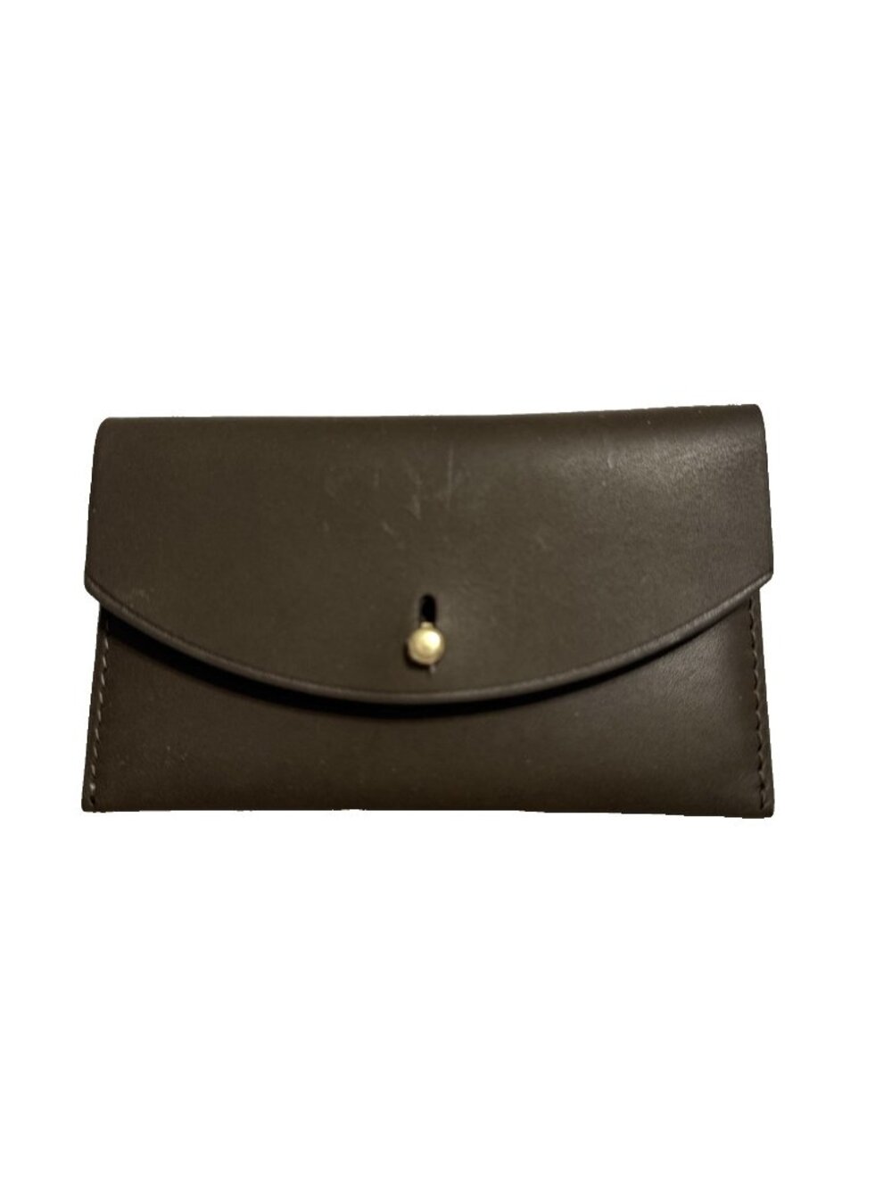 Skagen Brown Leather Card Holder with Brass Closure NWT